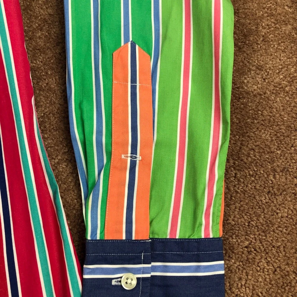 Vintage Polo Ralph Lauren Rainbow Stripe Fun Shirt Size Small